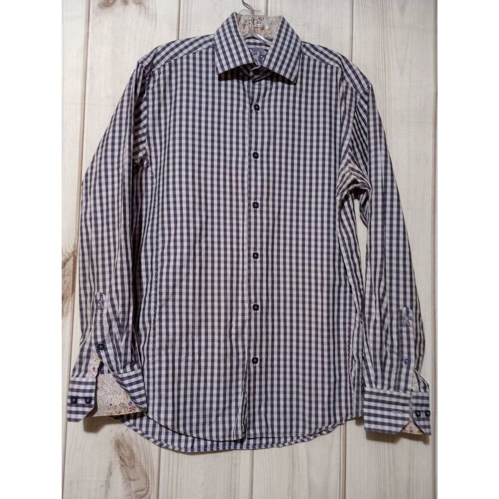 Bugatchi Shirt‎ Men's Small Purple Gingham Button Front